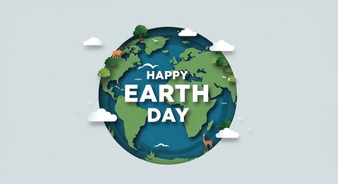 Happy earth day eco friendly illustration planet earth