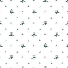 Seamless Pattern of Minimal Floral Designs with Elegant Green Leaves
