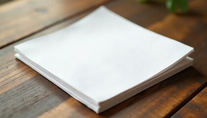 Fototapeta premium Softly folded sheet of paper on a wooden table, gentle, fold