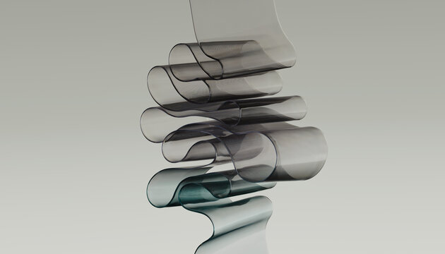 Abstract Linear Mesh Sculpture in Neutral Soft Color Tones.