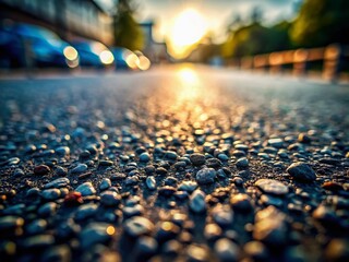 Fototapeta premium Close-Up Asphalt Texture: Detailed Macro Tilt-Shift Photography Background