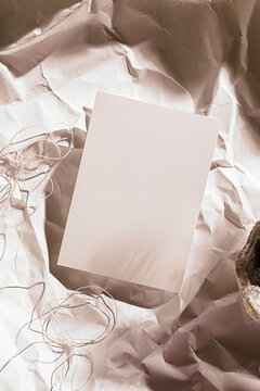 Stationery Flat LayMock-Up with Ivory Beige Tonal Background