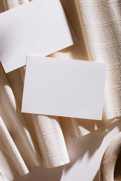 Stationery Flat LayMock-Up with Ivory Beige Tonal Background