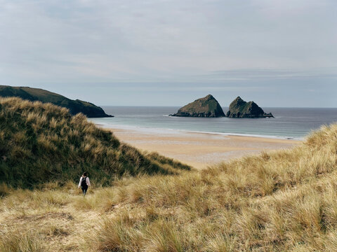 Coastal view with distinct twin rocks