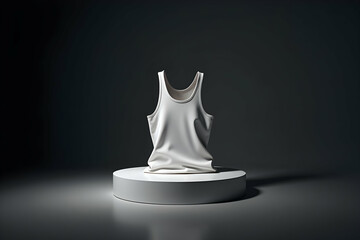 Sleek White Tank Top on Display, A High-Contrast, Dimly Lit Studio Shot Showcasing Modern Minimalism and Design in Fashionable Apparel Composition