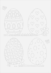Coloring Page Hand Drawn Happy Easter Day illustration Vector