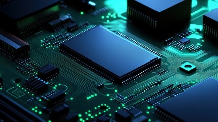 Fototapeta premium Circuit board with central processor