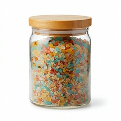 Vibrant Colored Salt in a Glass Jar with Wooden Lid