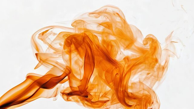  Fuma&ccedil;a laranja clara flutuando lentamente em fundo branco