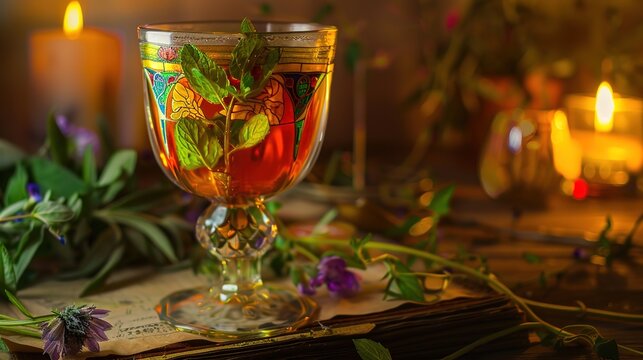 Capture the Cool Moment: The Summer Temptation of Iced Tea with Mint! In the picture, a refreshing glass of iced tea with mint is placed in front of a fresh background. The crystal - clear ice cubes a