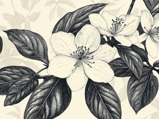 Delicate contour of a white flower on a soft white background creating a serene and minimalist aesthetic appeal