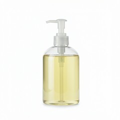 Clear Plastic Pump Bottle Filled with Light Yellow Liquid