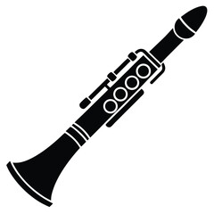 Silhouette of a Clarinet Instrument vector on white background