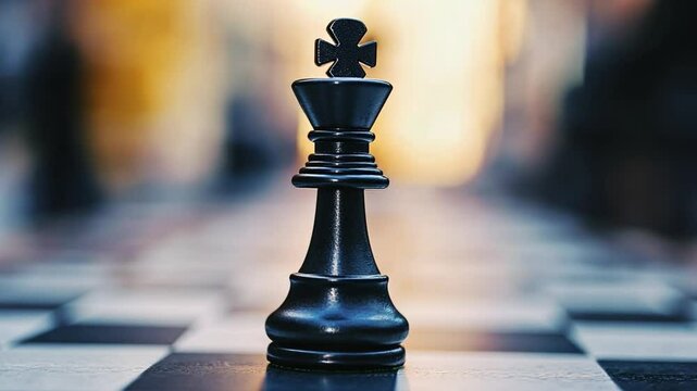 The King's Gambit: The chess king stands regally on the checkered battlefield, a symbol of strategy, power, and calculated moves. Capturing a moment of strategic brilliance and intellectual prowess.