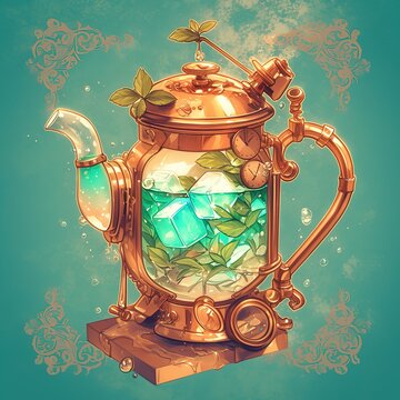 Capture the Cool Moment: The Summer Temptation of Iced Tea with Mint! In the picture, a refreshing glass of iced tea with mint is placed in front of a fresh background. The crystal - clear ice cubes a