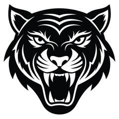 Tiger Head Vector Tattoo Illustration on white background