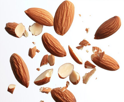 roasted peelt almond bits in an arc - Powered by Adobe