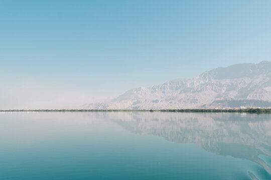 Ras Al-Khaimah emirate with sea and mountain view