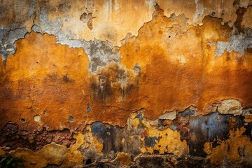 Dark Stucco Wall Texture with Mold and Stains – Panoramic Banner Background