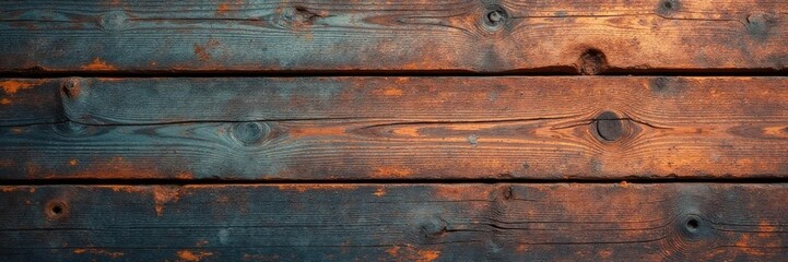 Naklejka premium Weathered wooden plank with deep cracks and grime, decay, old wood