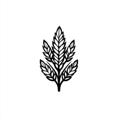 Fototapeta premium Minimalist black and white graphic depiction of a tree symbolizing hops and barley in a clean modern style