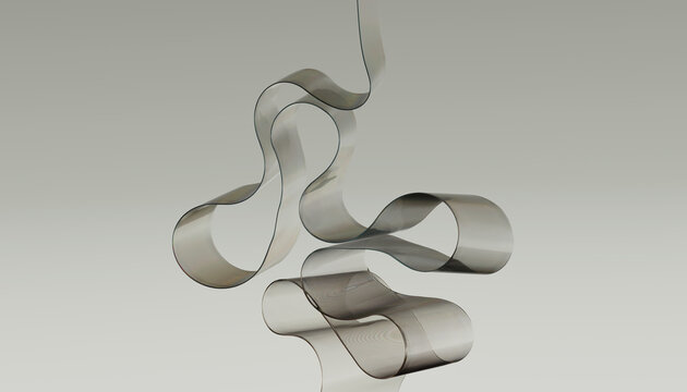 Abstract Linear Mesh Sculpture in Neutral Soft Color Tones.