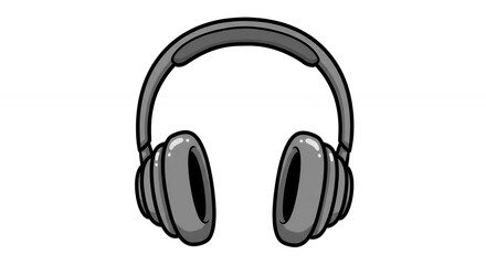 Illustration of Gray Over-ear Headphones for Music and Audio Enjoyment