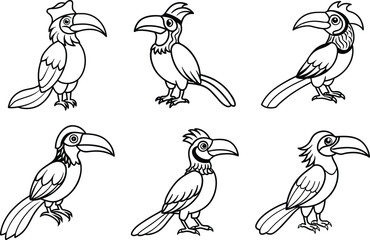 Obraz premium Various Bird Line Art Illustration Collection.