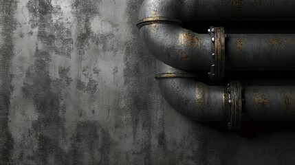 Industrial style wall featuring a cluster of pipes creating a unique and modern urban aesthetic for design