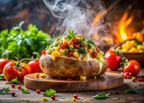 Delicious Turkish Kumpir: Baked Potato with Colorful Vegetable Fillings