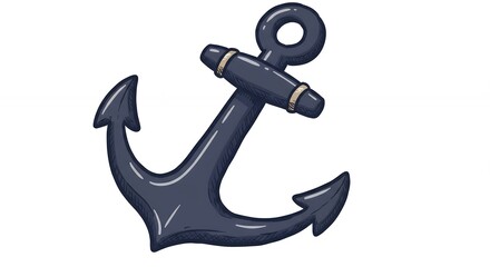 Drawn Nautical Anchor with White Background for Marine Themes Designs