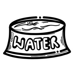 Water in bog bowl cartoon line art