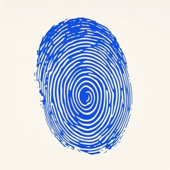 Detailed close-up of a blue thumbprint showcasing unique fingerprint patterns and intricate designs