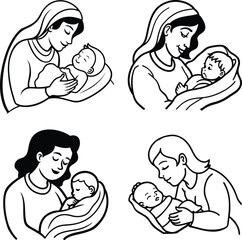 Timeless Motherly Love Heartwarming Moments in Black And White.