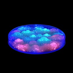 Dreamy blue and pink cloud filled with sparkling stars creating a whimsical atmosphere in a colorful image