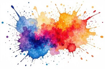 line watercolor texture in rainbow colors on white paper