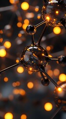 Obraz premium Molecular Structure Illuminated in Dark Background