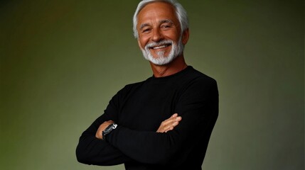 Smiling Senior Man Posing Confidently