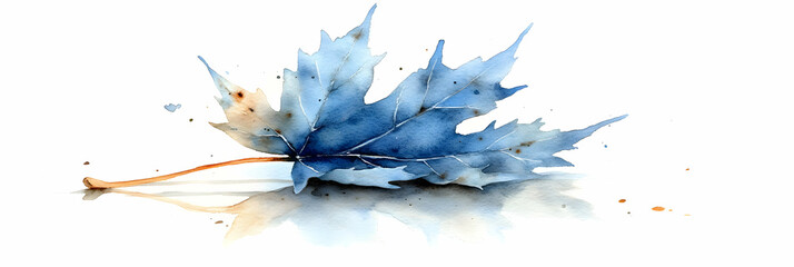 Blue Watercolor Leaf Illustration