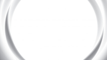 Abstract white and gray gradient background with curve lines and dot pattern. Vector illustration.