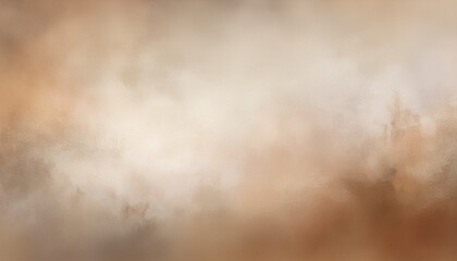 Fototapeta premium Watercolor background in brown and white painting with cloudy distressed texture grunge border, soft fog or hazy lighting and pastel colors. Generated image