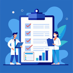 A senior patient's medical chart clipped to a clipboard. medical-chart-with-patient-information-and-health-