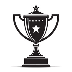 Flat Trophy Silhouette Icon Transparent Background Vector for Awards & Achievements