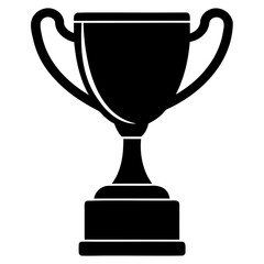 Flat Trophy Silhouette Icon Transparent Background Vector for Awards & Achievements