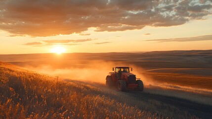 Vintage tractor parked in a wide open field surrounded by nature capturing the spirit of rural agriculture 