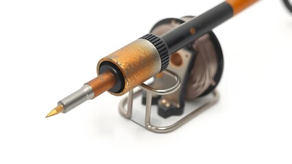 A High-Quality Soldering Iron with a Coiled Stand and a Spool of Solder Wire