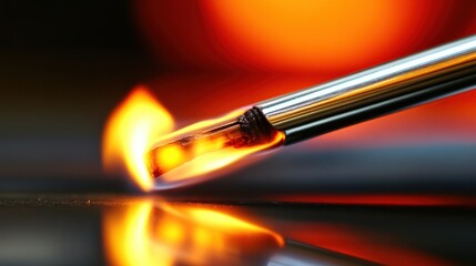 Naklejka premium Burning Metal Rod, Abstract Flame, Dark Background