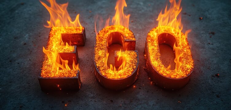Burning word ego with flames against dark backdrop. Concept about self-importance, pride, conceit, vanity, hubris. Fire destruction, passion. Artistic message with bold meaning, visual metaphor for