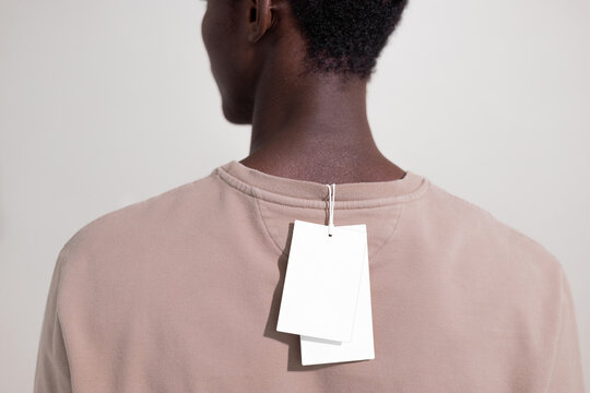 Blank Clothing Tag Mockup on Sweatshirt