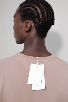 White  Clothing Tag Mockup on Sweatshirt